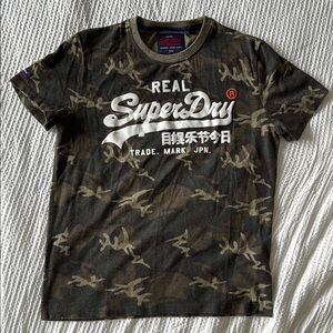 Superdry Green and Brown Camouflage Short Sleeve Tee